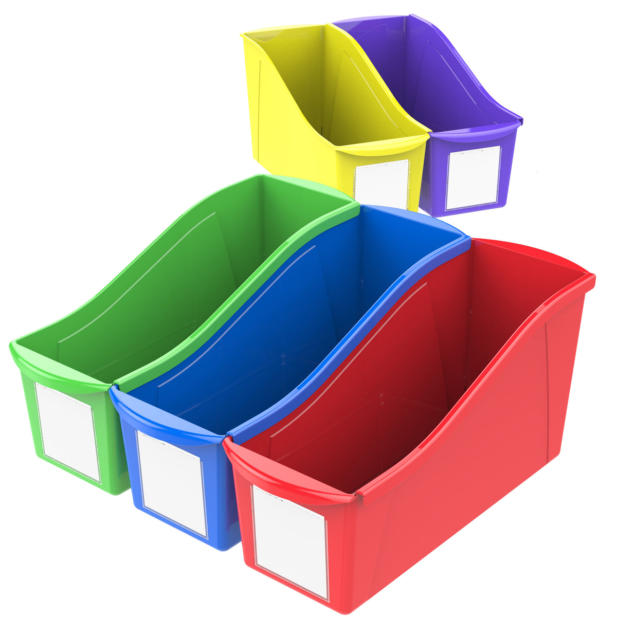 Large Book Bin, Assorted Colors, Set of 5 Storex