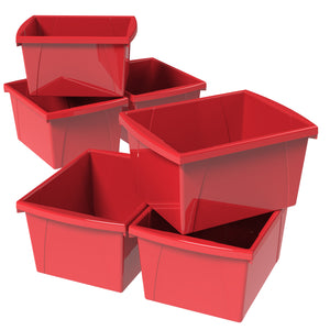 Storex bac de rangement 4 gallons (15l) rouge, lot de 6                                                                 