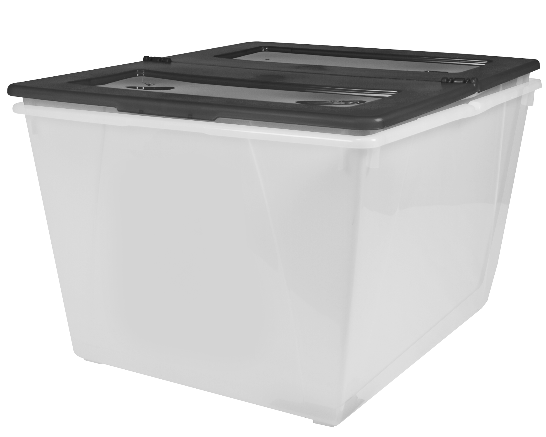 60L Storage Tote, Clear/Black – Storex1