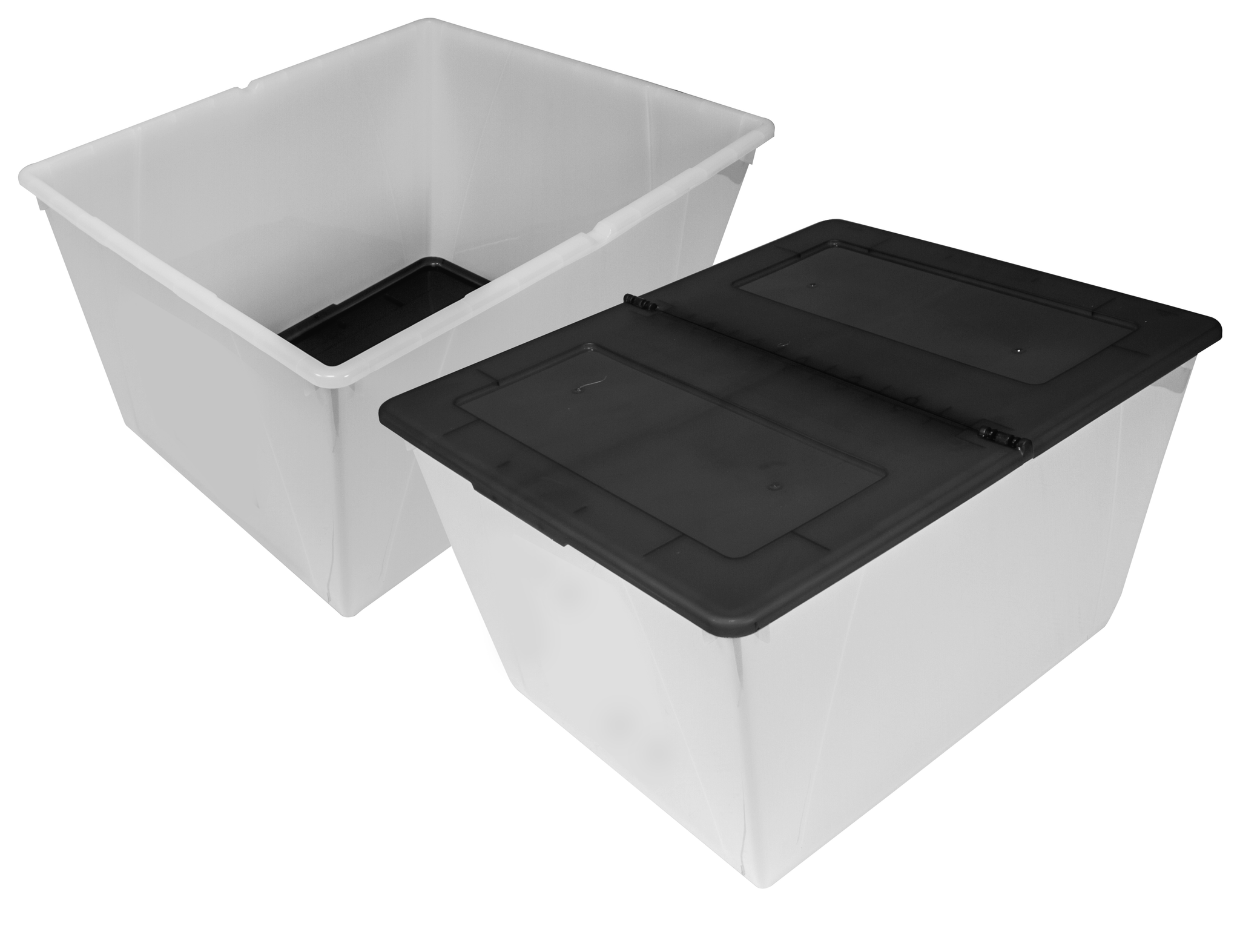 60L Storage Tote, Clear/Black – Storex