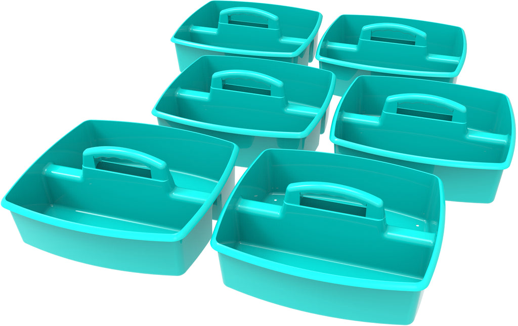 Storex Large Classroom Craft Caddy with Cups, 13 x 11 x 6.575 Inches, Blue,  Case of 2 (00985A02C)
