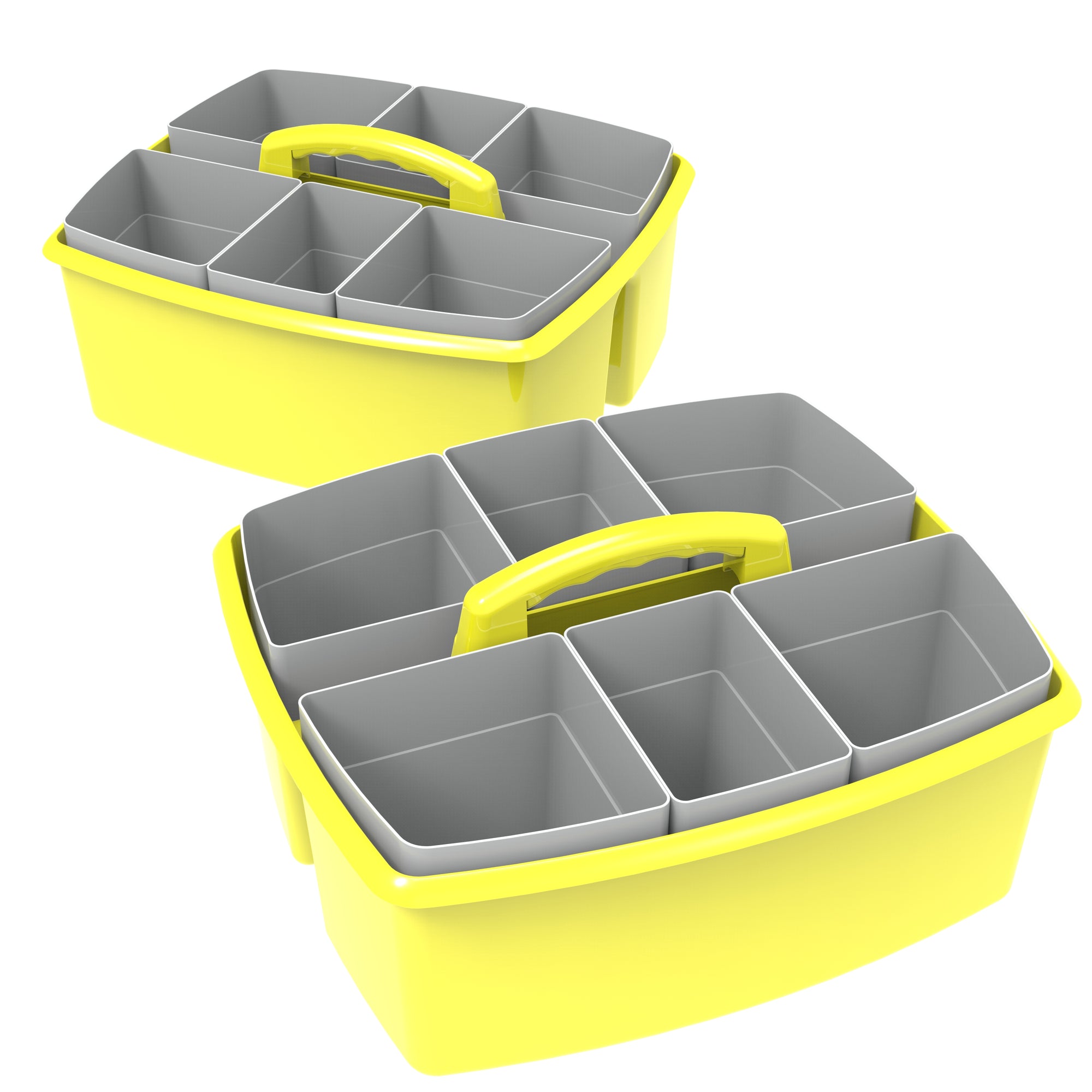 Storex Large Caddy with Sorting Cups, Yellow, 2-Pack