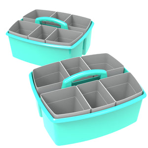 Storex Large Caddy with Sorting Cups, Teal, 2-Pack
