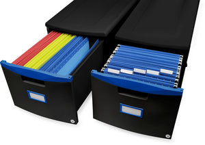Mobile File Drawer, Black/Blue