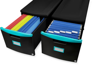 Mobile File Drawer, Black/Teal