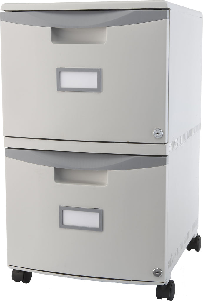 Two Drawer Mobile File Cabinet with Lock
