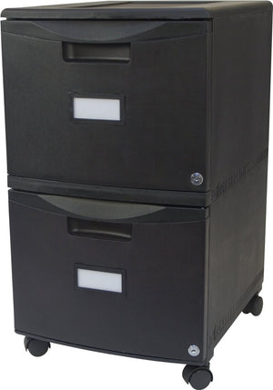 Two Drawer Mobile File Cabinet with Lock, all Black