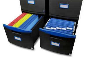 Mobile File Cabinet, Black/Blue