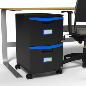 Mobile File Cabinet, Black/Blue