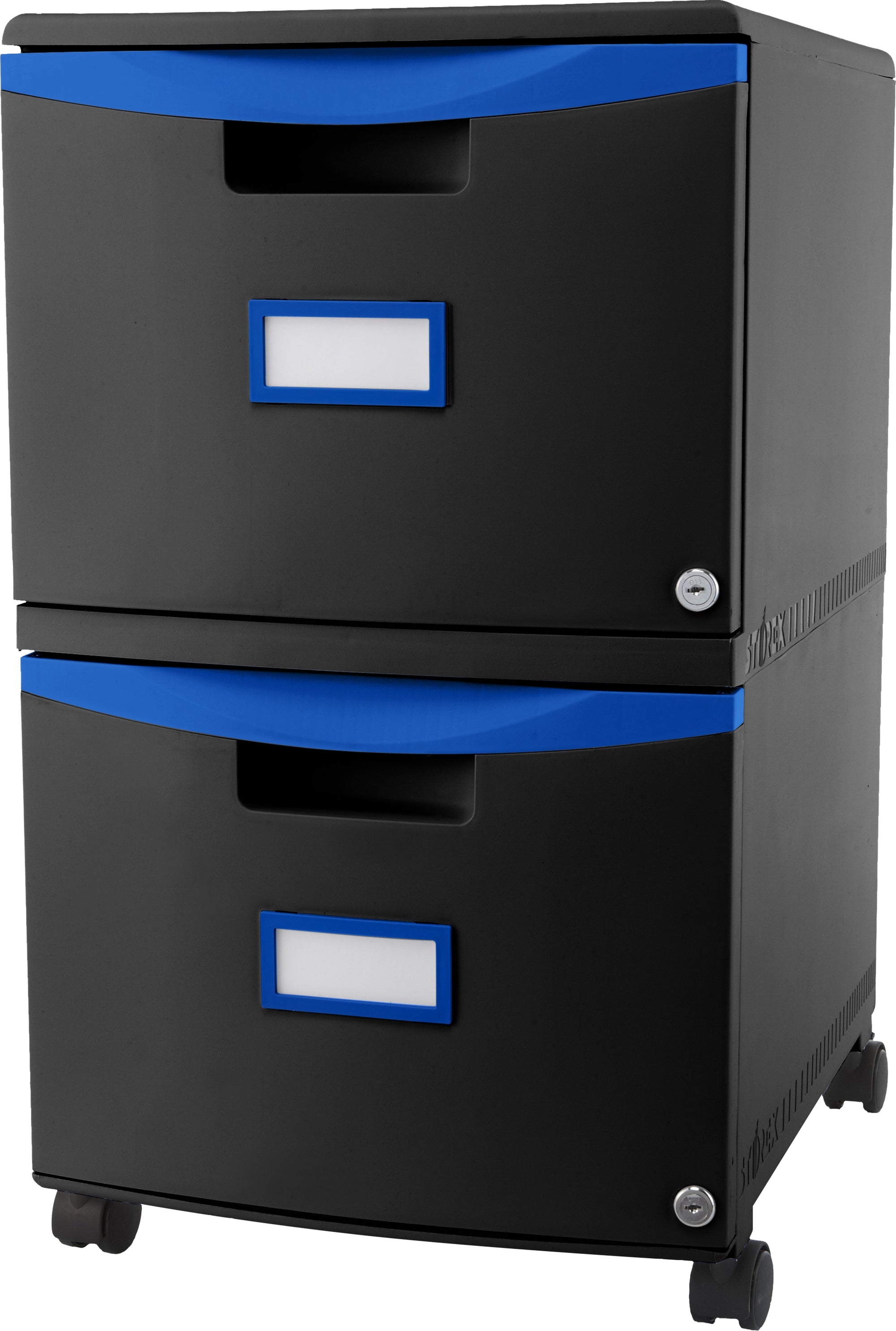 Two Drawer Mobile File Cabinet with Lock, Blue