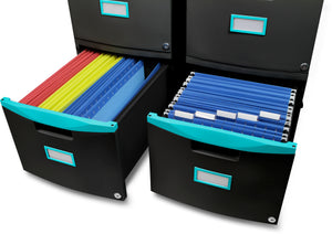 Mobile File Cabinet, Black/Teal