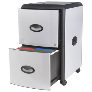 Deluxe File Cabinet with Roll Top, Grey