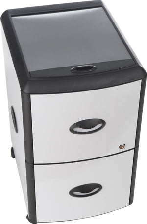 Deluxe File Cabinet with Roll Top, Grey