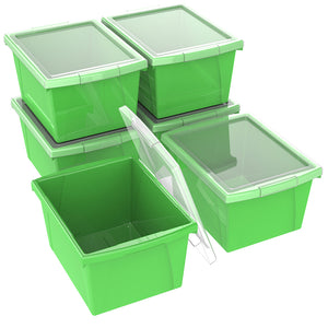 4 Gallon/15 L, Classroom Storage Bin with Lid, Green (6 units/pack)