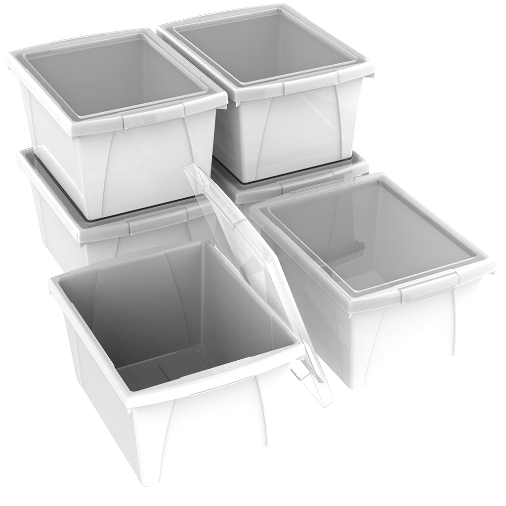 4 Gallon/15 L, Classroom Storage Bin with Lid ,White (6 units/pack)