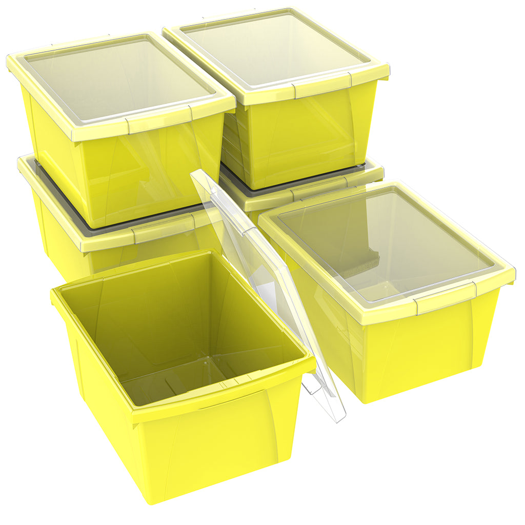 4 Gallon/15 L, Classroom Storage Bin with Lid ,Yellow (6 units/pack)