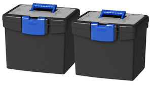 Storex File Storage Box, XL Storage Lid, Black/Blue (2 units/pack)