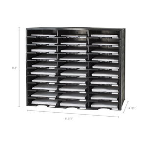 30 Compartment Literature Sorter, Black