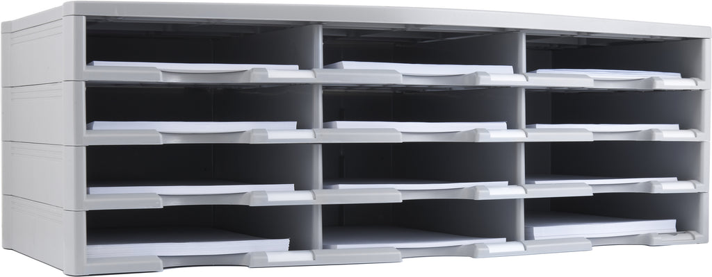 12 Compartment Literature Sorter, Gray