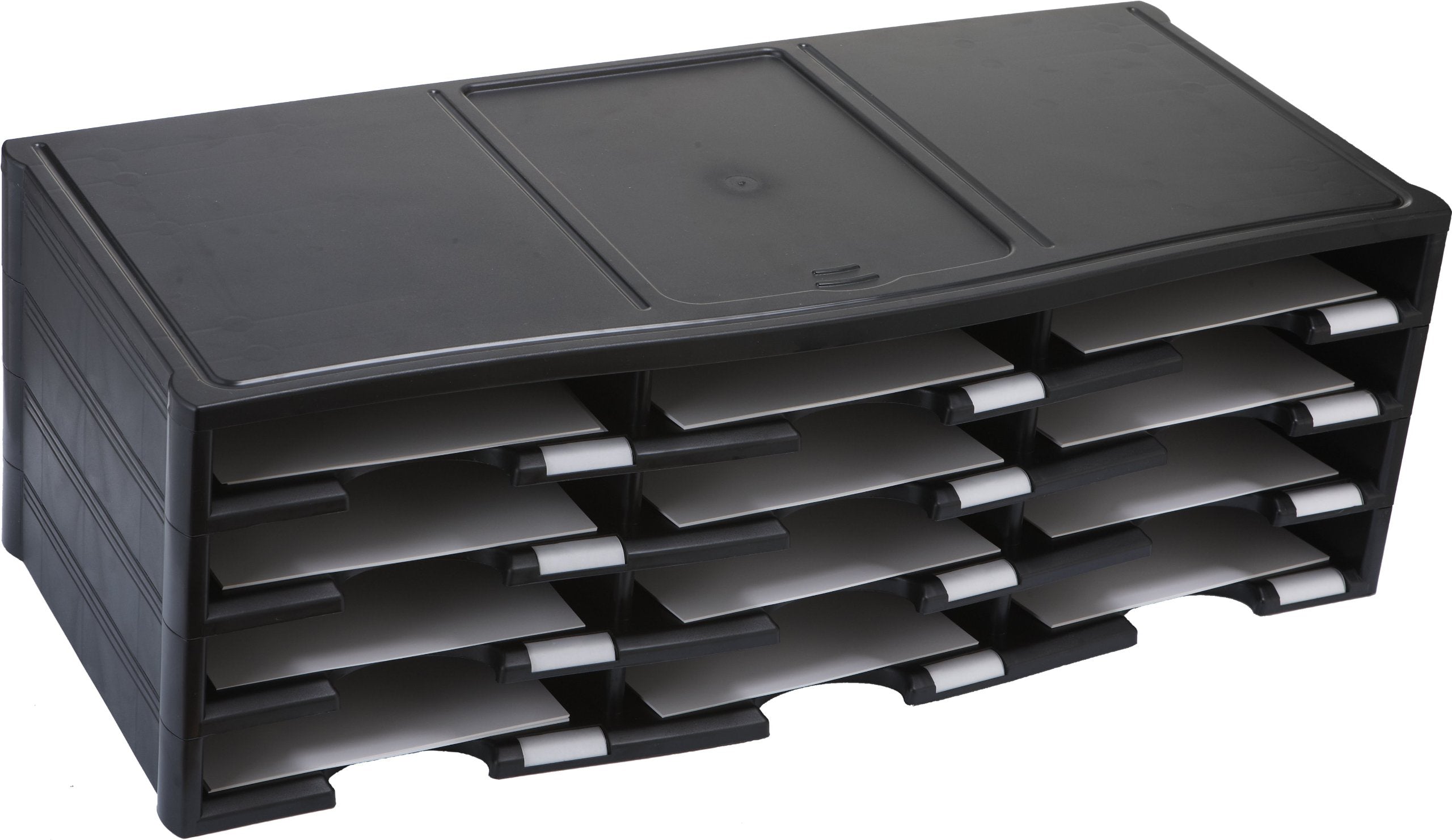Storex® Quick-Stack Literature Organizer 6-Slot Black Monk Office