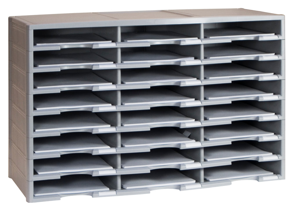 24 Compartment Literature Sorter, Gray