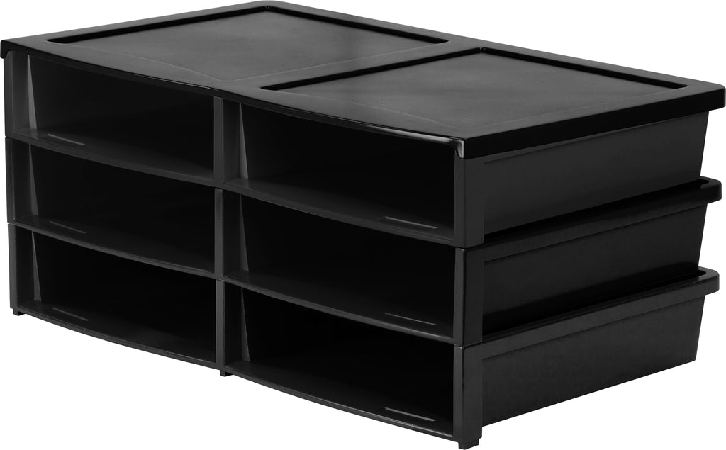 Quick Stack Literature organizer, 6 Compartments, Black