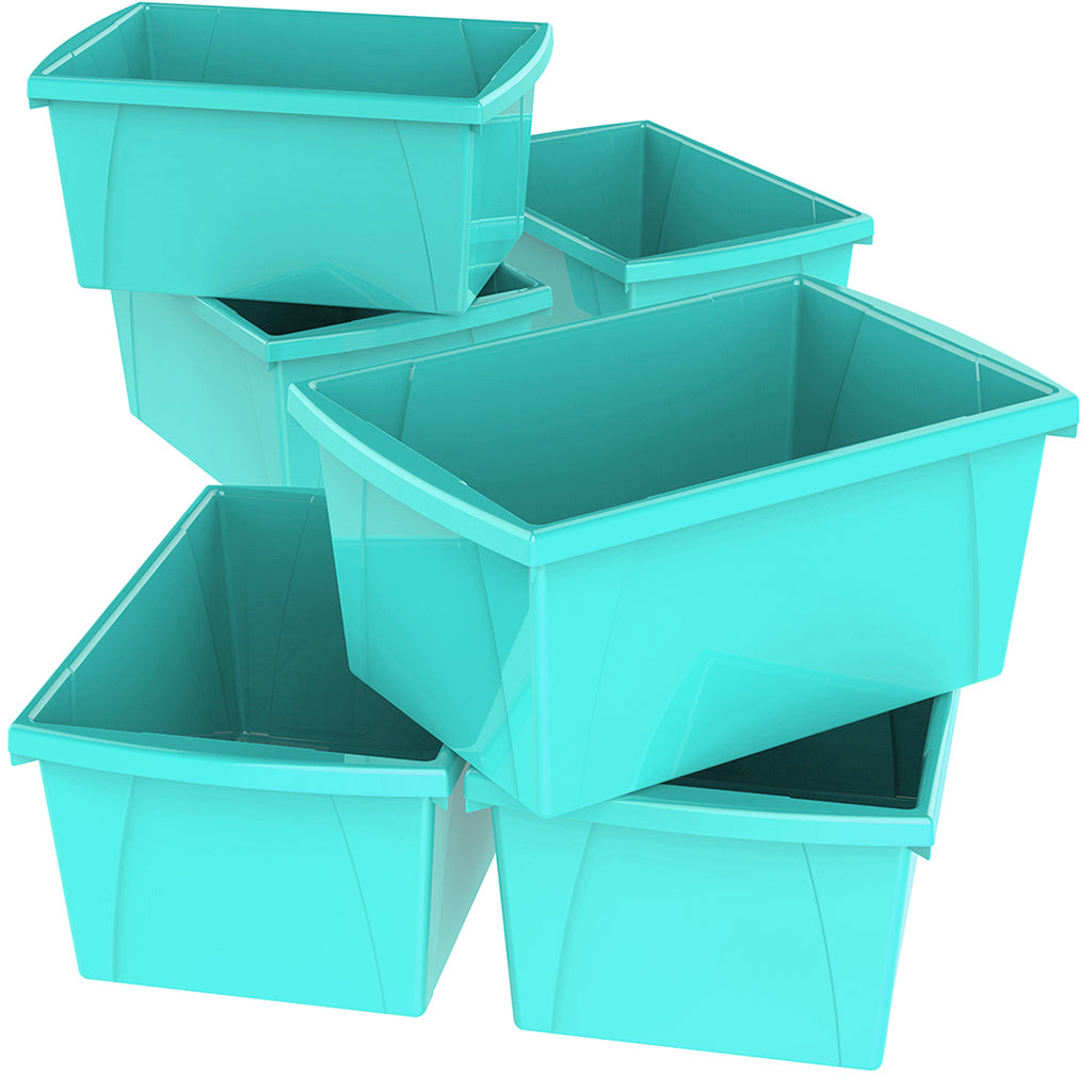 5.5 Gallon Storage Bins, Teal (6 units/pack)