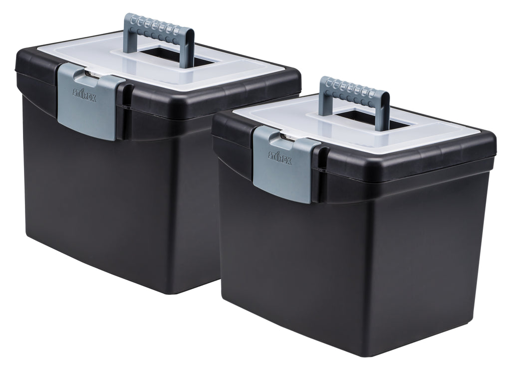 Portable File Box with XL Lid, Black