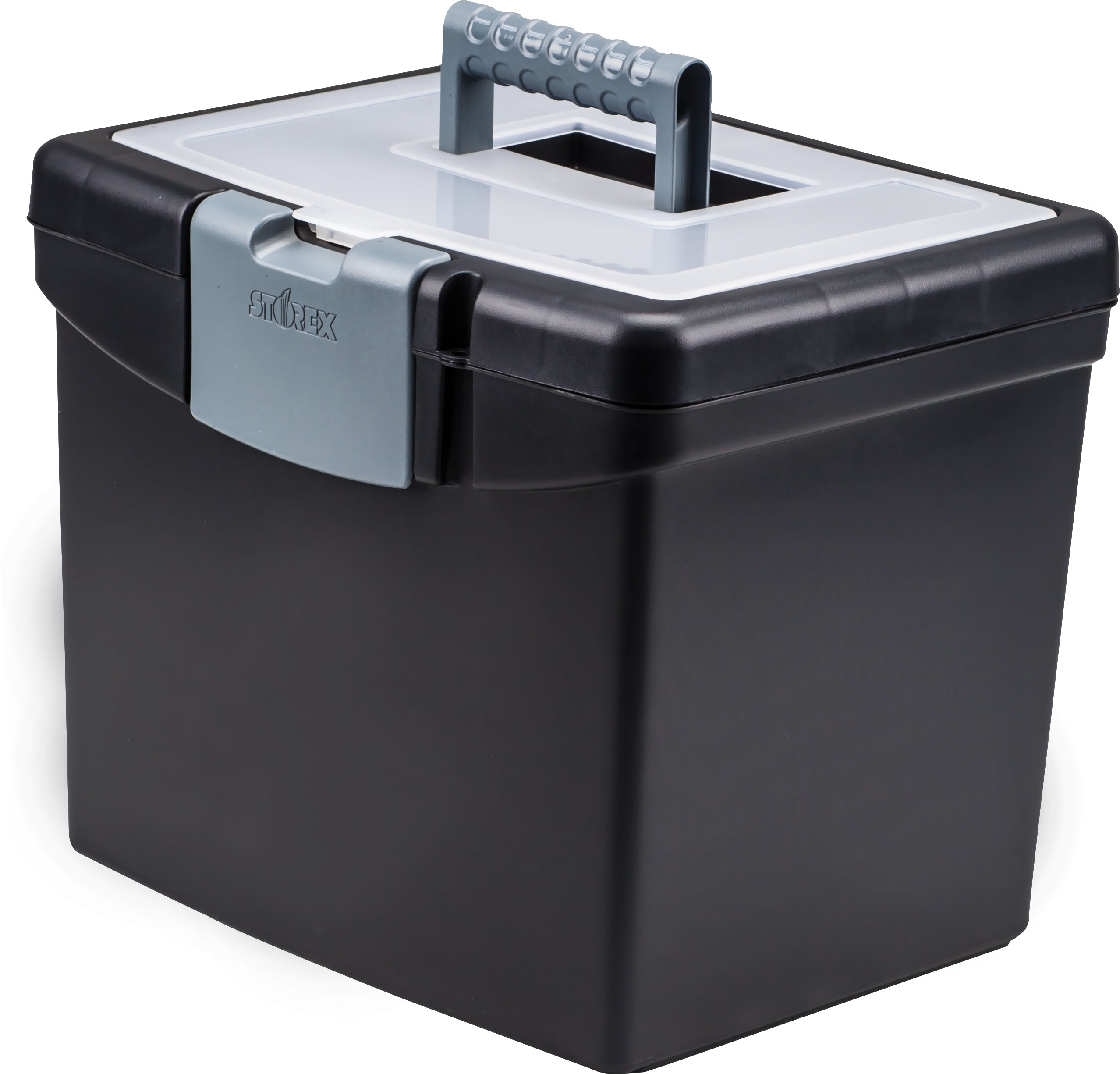Portable File Box with XL Lid, Black – Storex