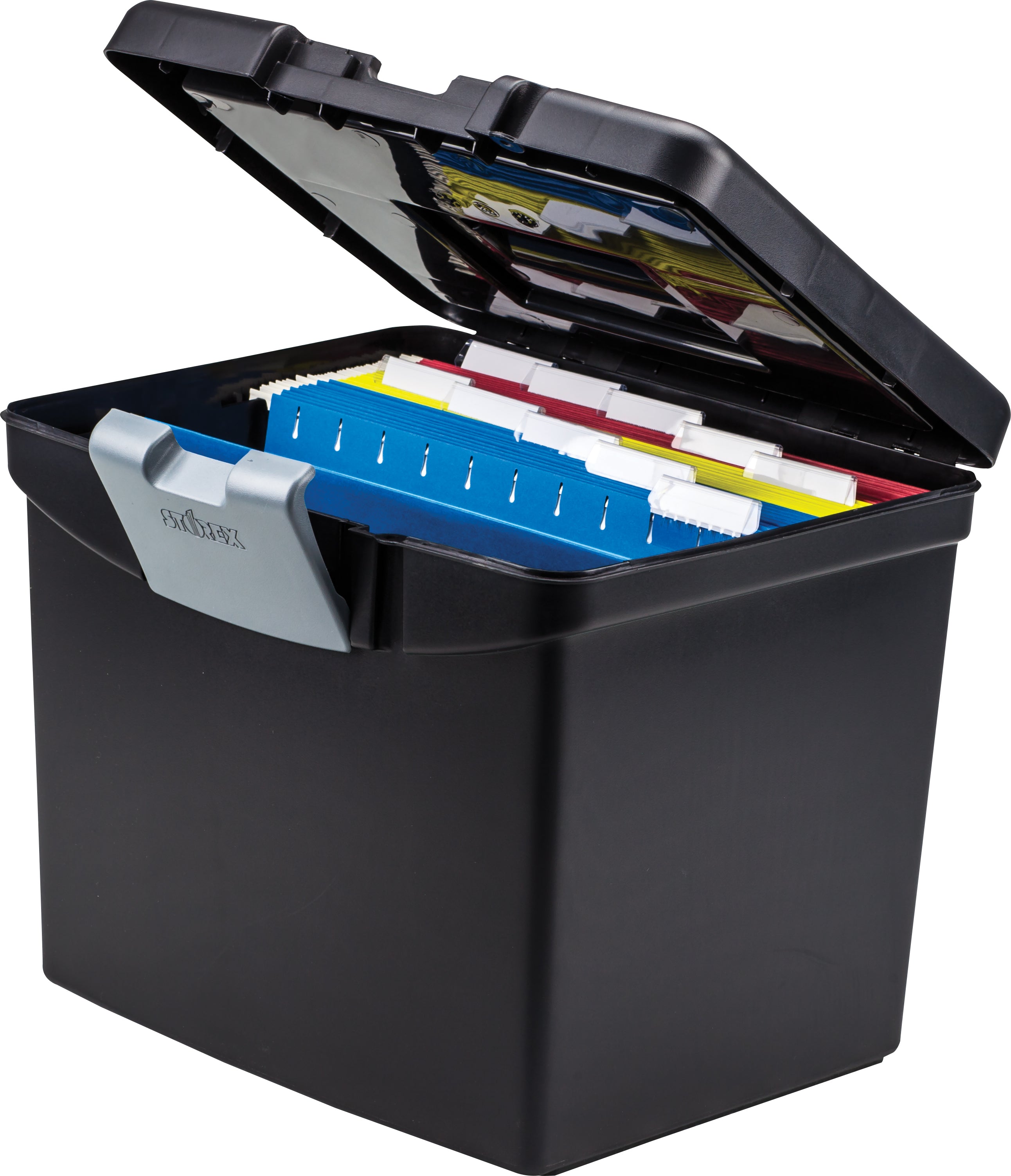 Portable File Box with XL Lid, Black – Storex