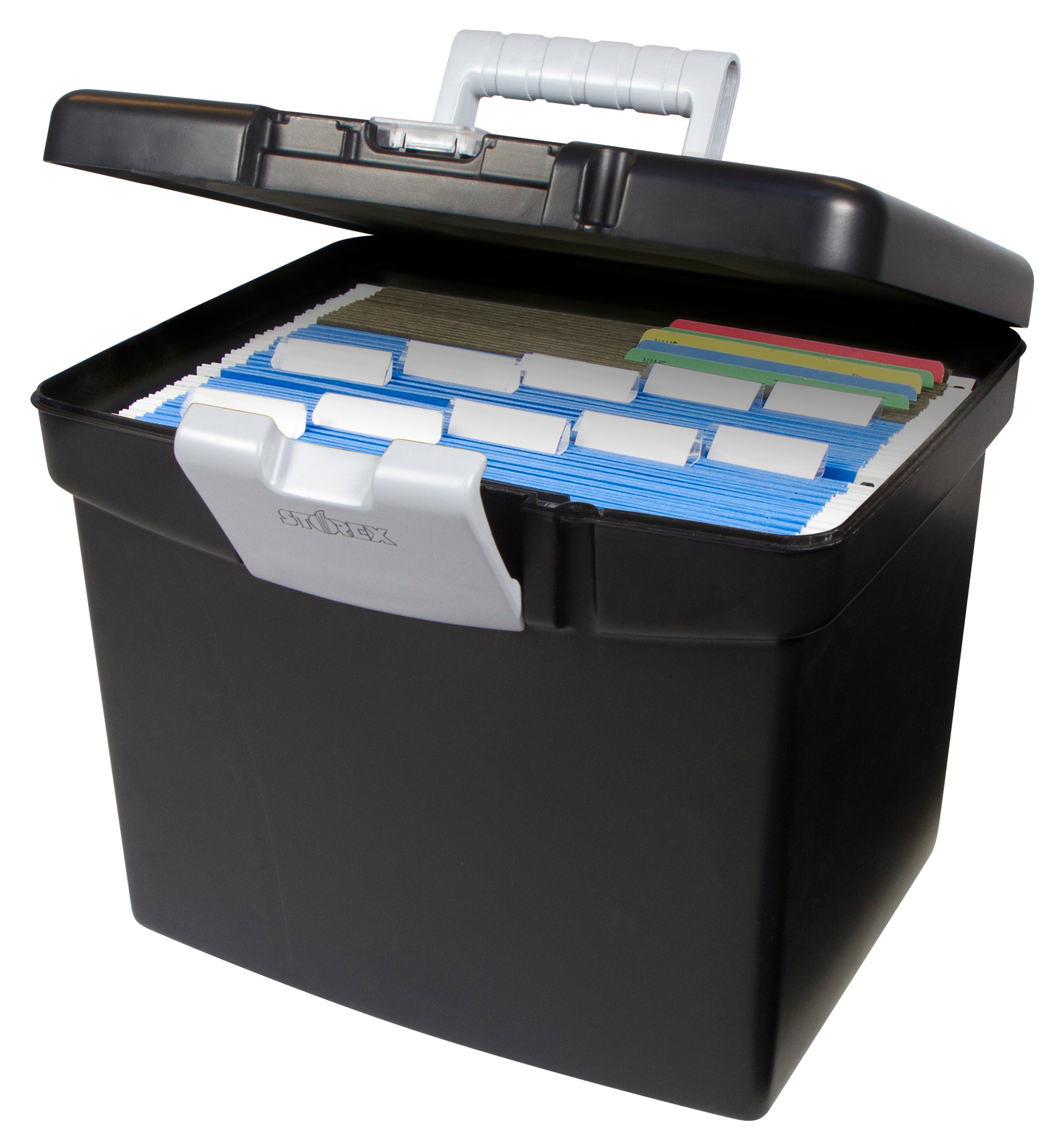Portable File Box with XL Lid, Black – Storex