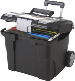 Premium File Box with Wheels, Black