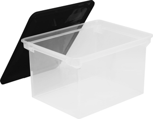 Storex Storage File Tote, Clear/Blue (4 units/pack)
