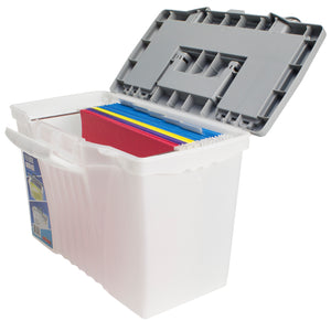 Storex boîte de rangement avec couvercle, légal/lettre, transparent/argent                                              