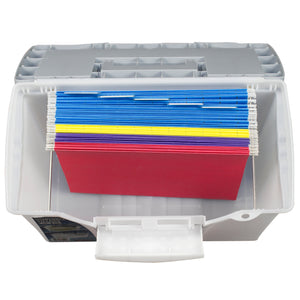 Storex boîte de rangement avec couvercle, légal/lettre, transparent/argent                                              