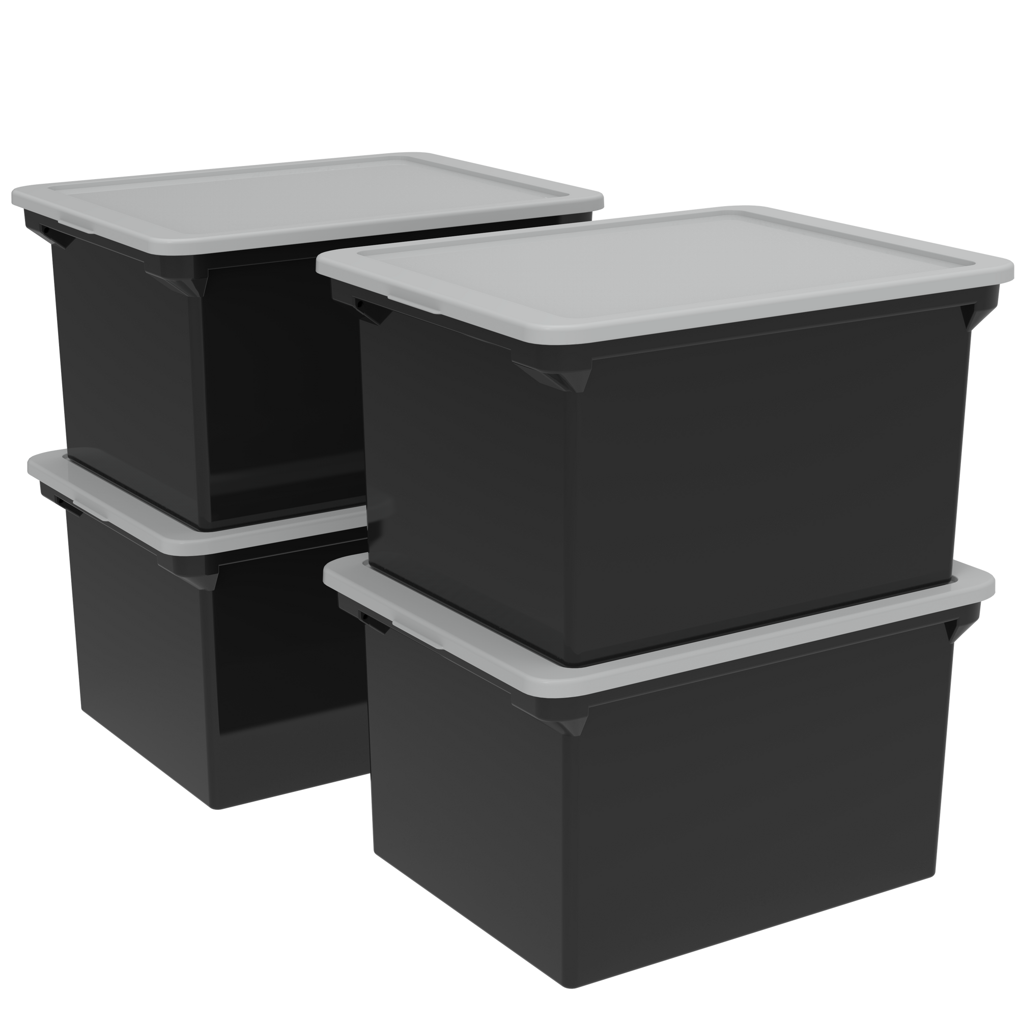 Storex Storage File Tote, Black/Silver (4 units/pack)