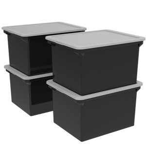 Storex Storage File Tote, Black/Silver (4 units/pack)