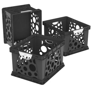 Premium File Crate with Handles, 3 units/ pack, Black