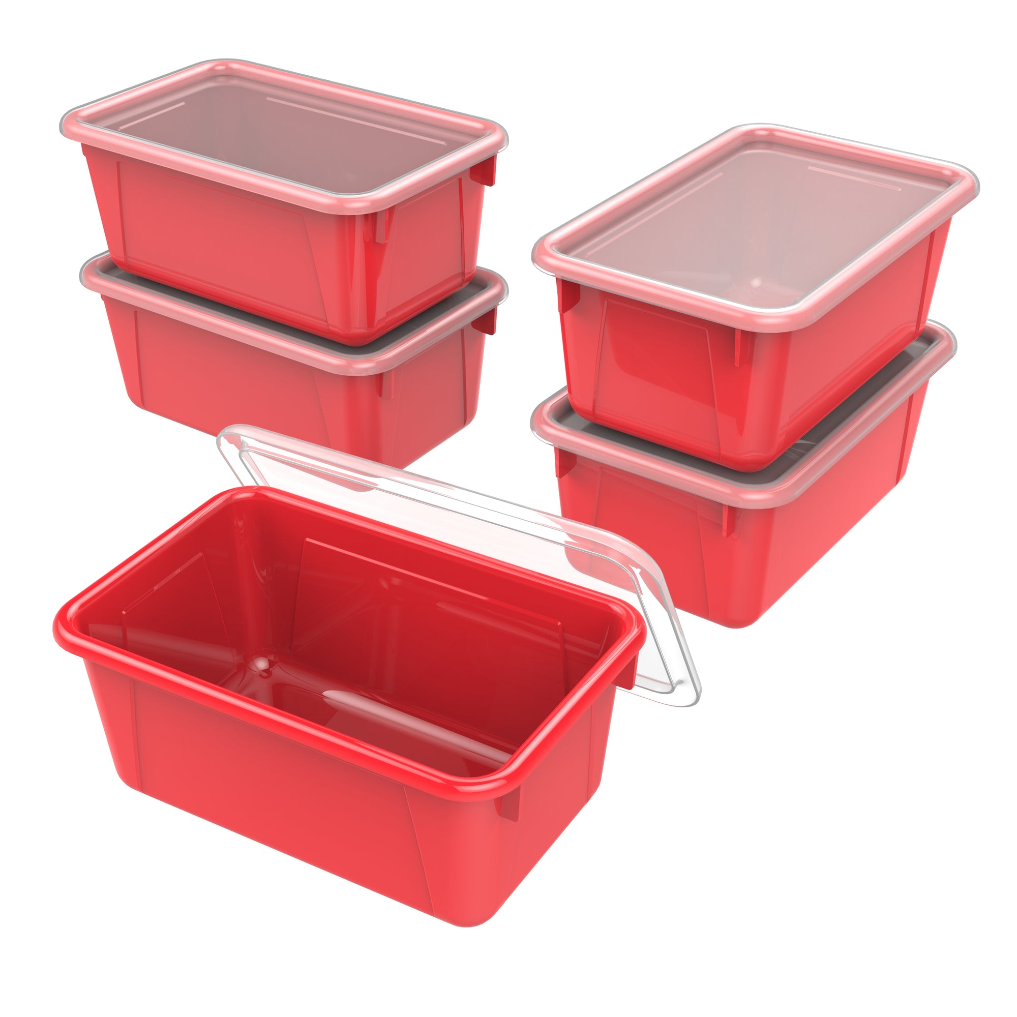 Small Cubby Bin with lid, Red (5 units/pack)