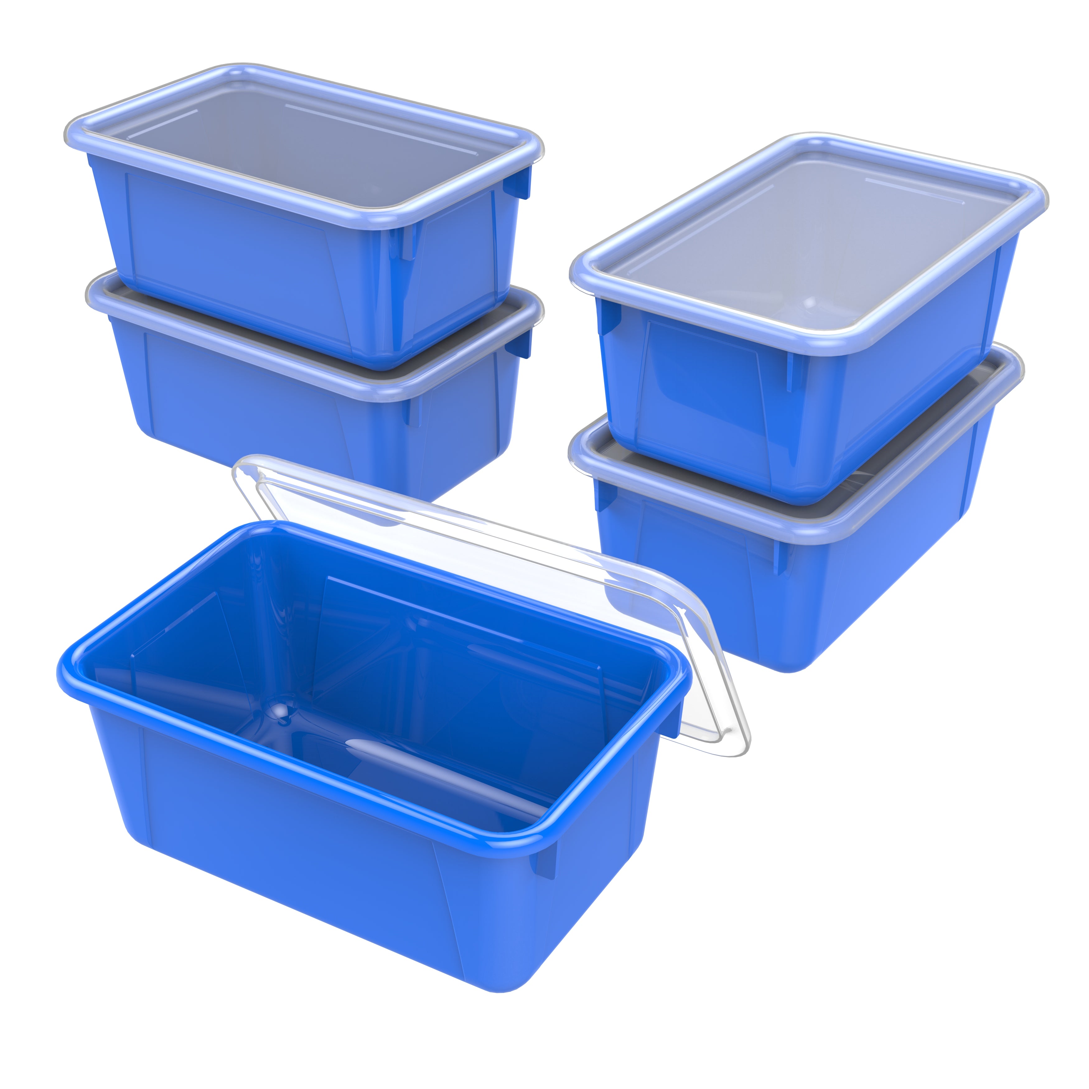 Small Cubby Bin with Lid, Blue – Storex