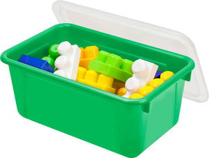 Storex petit bac à rangement avec couvercle, vert, lot de 5                                                             