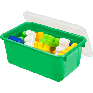 Storex petit bac à rangement avec couvercle, vert, lot de 5                                                             