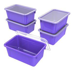 Small Cubby Bin with Lid, Purple