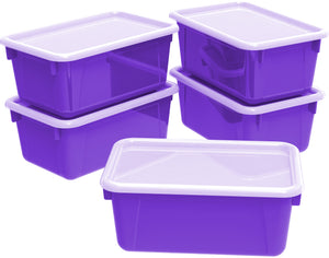 Small Cubby Bin with Lid, Purple