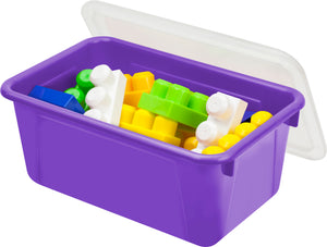 Small Cubby Bin with Lid, Purple
