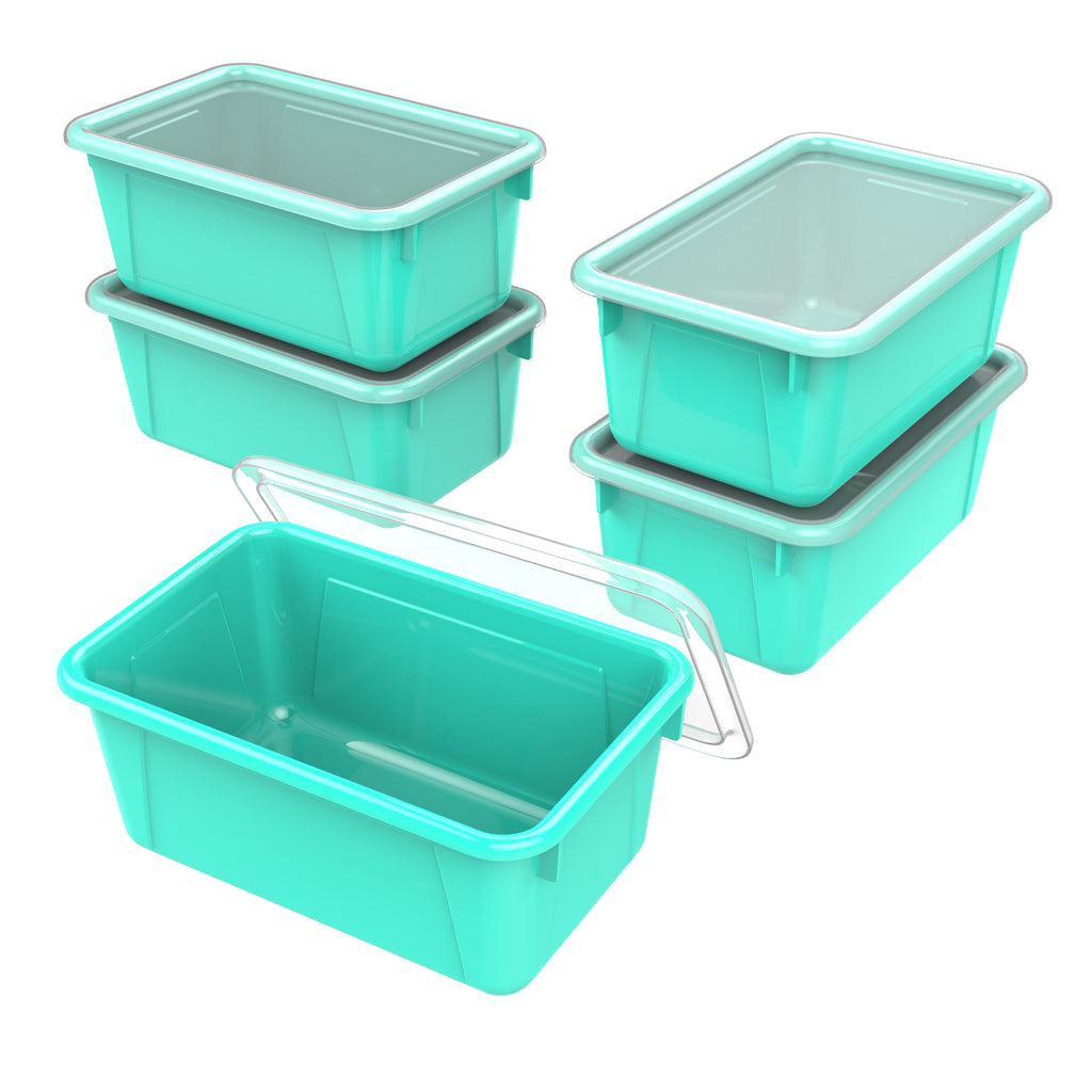 Small Cubby Bin with lid, Teal (5 units/pack)
