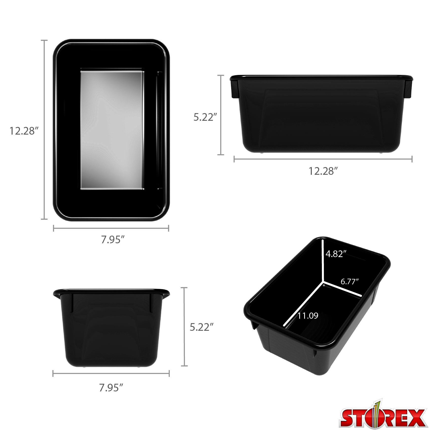 Small Classroom Storage Bin, Black - STX61466U06C, Storex Industries