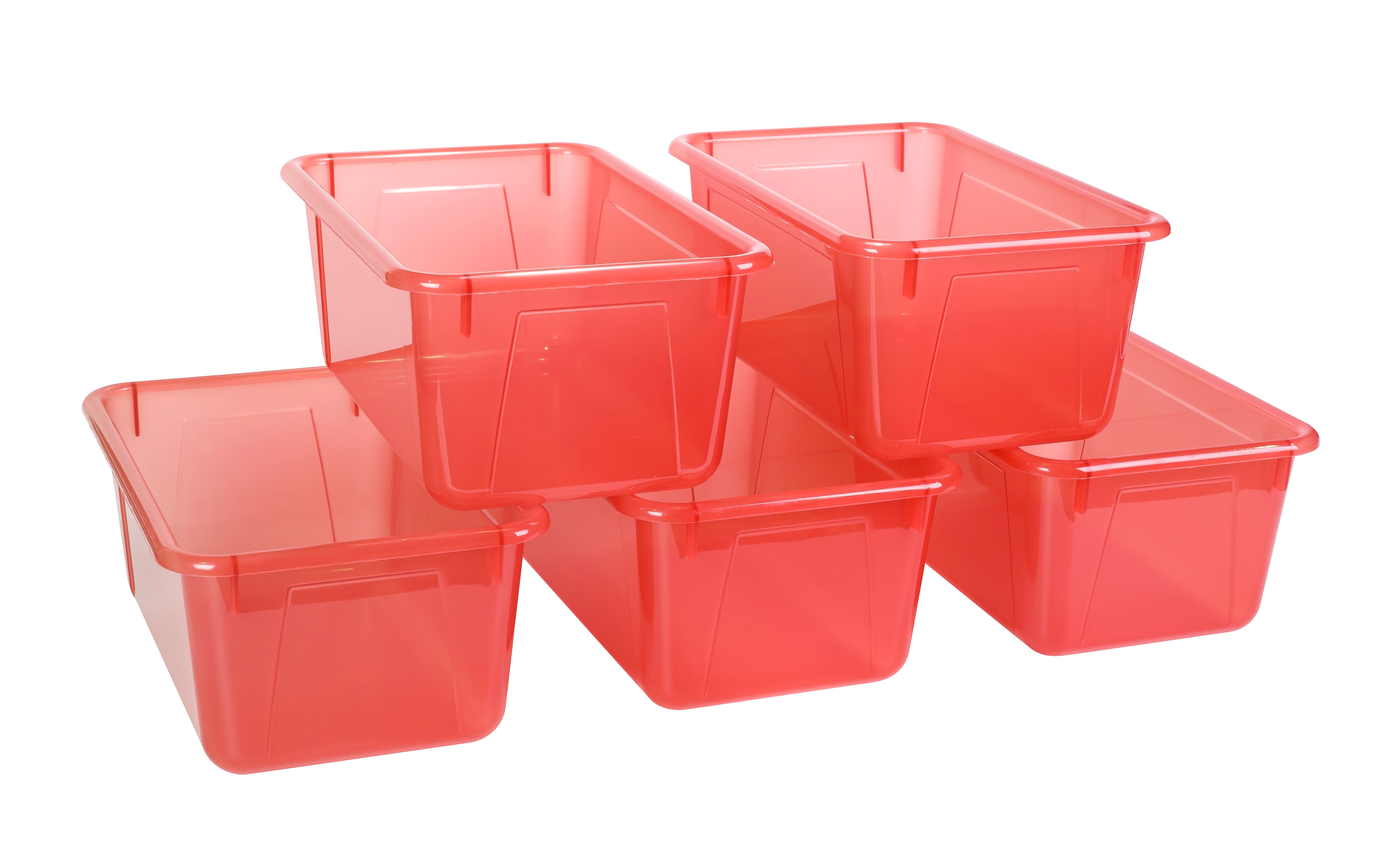 Storex Small Cubby Bin, Red, 5-Pack