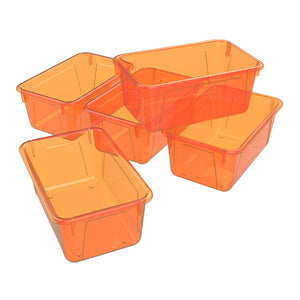 Storex Small Cubby Bin, Candy Orange, 5-Pack