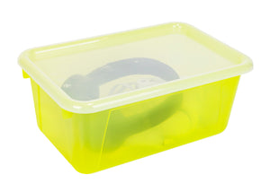 Small Cubby Bin with Lid, Tint Yellow